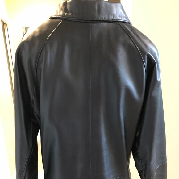 Casual Exposed Zip Lined Collared Genuine Leather Jacket Black sz M NWOT - Picture 4 of 6
